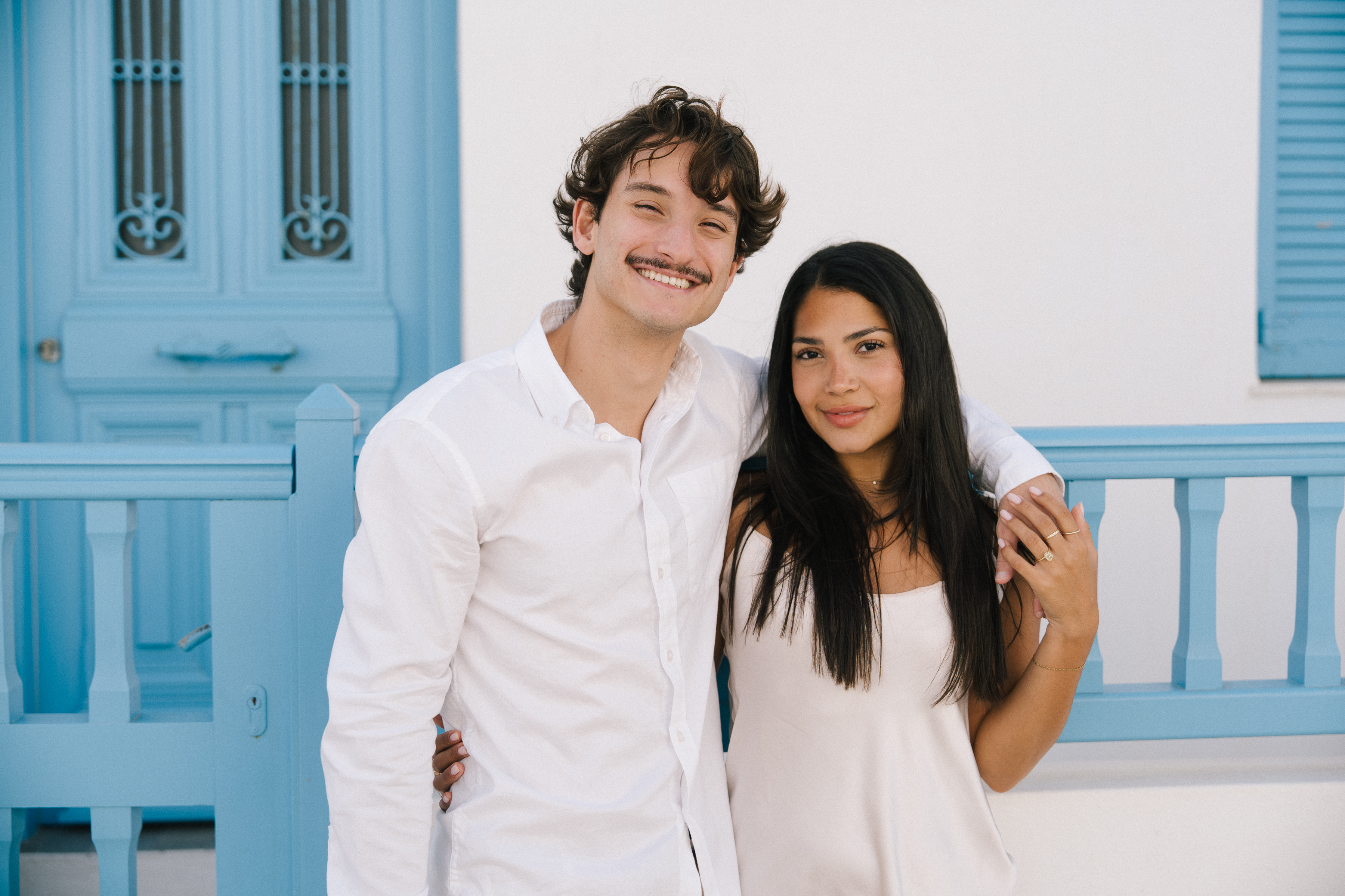 Newly engaged couple photographed in Naoussa, Paros Island