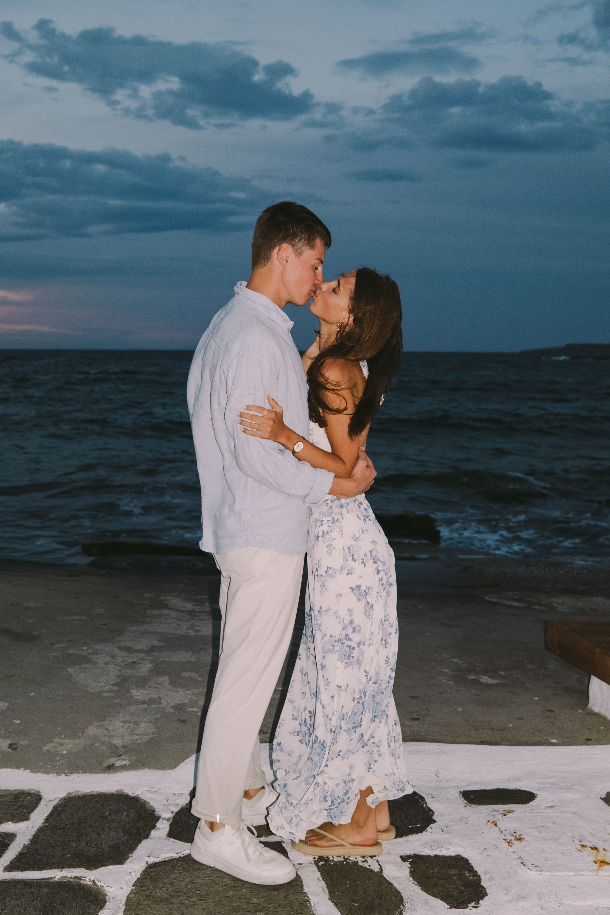 Charlie and Kieran together after their proposal in Paros